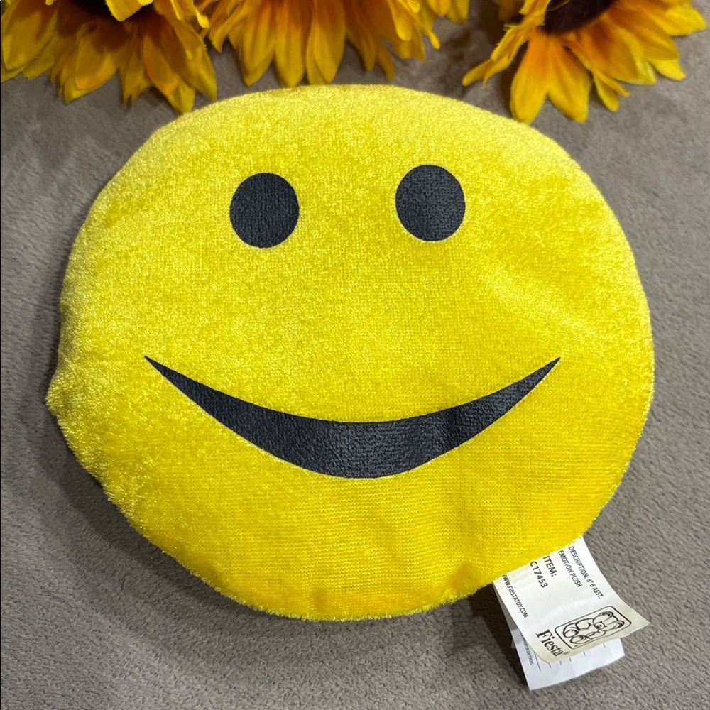 Fiesta Yellow Emotion Plush Smiley & Sad Face Emoji Both Sides Stuffed Toy 6" !